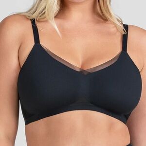 Honeylove Crossover V-neck Bra Black Mesh